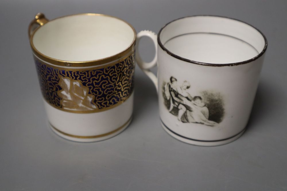 Six coffee cans including Miles Mason, New Hall and Spode, 6cm